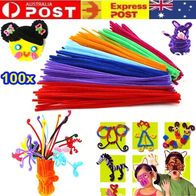 100Pcs Pipe Cleaners Chenille Stems Pipe Cleaner Craft Sticks Asst Colours Art • $7.42