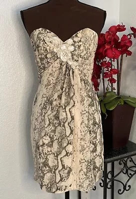 H&M Strapless Tan Grey Python Snake Print Rhinestone Dress 8 • $18.99