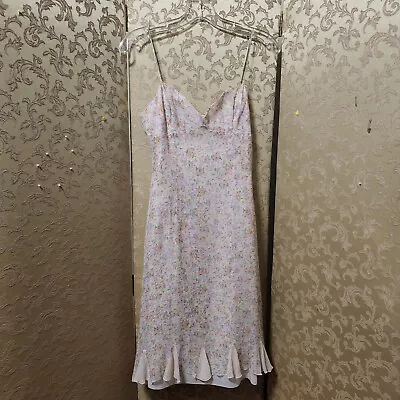 R.E.D. Valentino Vintage Y2K Pastel Pink Floral Roses Slip Dress Size 42 • $299.99