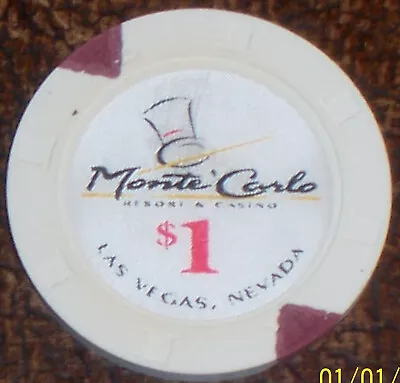 Old $1 MONTE CARLO Casino Poker Chip Vintage Antique H/C Mold Las Vegas NV 1996 • $4.99