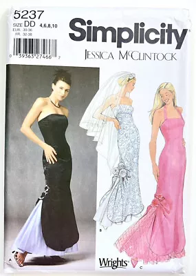 Simplicity 5237 Jessica McClintock Mermaid Gown & Veil Sz 4 6 8 10 Uncut FF • $20