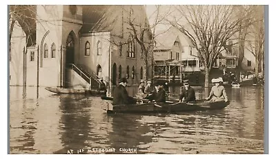 RPPC 1913 Flood First Methodist Church MARIETTA OH Real Photo Postcard 78 • $14.99