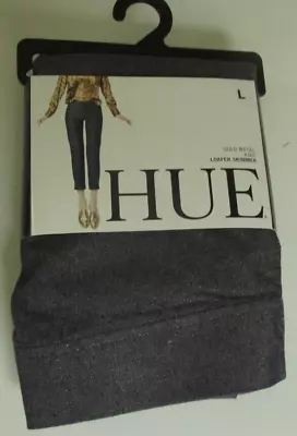 Hue Leggings Gold Metal Knit Loafer Skimmer Size Large Style U20803 Cotton Blend • $18.95