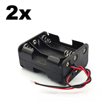 2x 6-AA Battery Spring Clip Holder Case Plastic Box Tow Layers Stacked 9VDC • $8.94