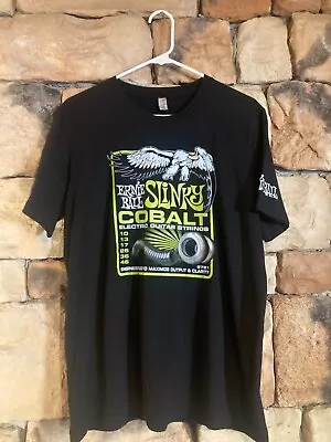 L ERNIE BALL Shirt Slinky Cobalt Fender Gibson Metal Rock Slayer Thrash • $20