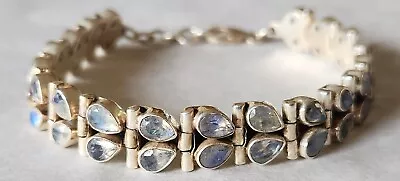 Sterling Silver Moonstone?  Bracelet With Water Droplet Shaped Stones 7.25  Long • $50