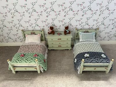Dolls House 1/12 Scale Artisan Made Twin Boy And Girl Beds With Set Of Drawers. • £52