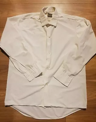 VTG Bri Nylon Shirt Mens Large L XL Off White 60s 50s Made In England FAMELLA • £27