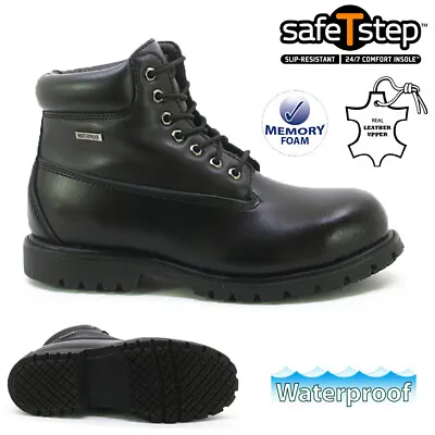 £19.95 • Buy Mens Leather Safety Work Boots Waterproof Steel Toe Cap Army Combat Hiking Size