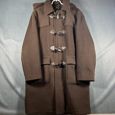 Brooks Brothers 346 Mens Overcoat Brown Full Zip Size M Wool Duffle Togle • $67