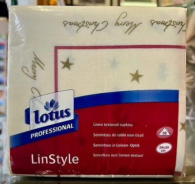 £7.99 • Buy Lotus Cream Christmas Serviettes - Linen Textured Paper Napkins 39cm 50 Pieces