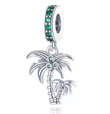 Silver S925 Summer Palm Tree Charm Pendant Bracelet Necklace • £12.50