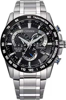 Citizen Eco-Drive PCAT Chronograph Black Dial Titanium Men's Watch CB5908-57E • $259.95