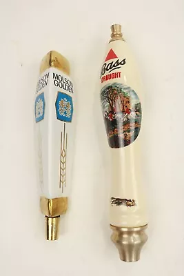 Vintage Molson Golden 3 Sided & Bass Draught Ceramic Beer Tap Handle Tavern Pub • $29.58