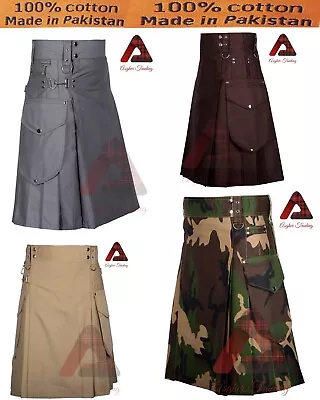 Men's Irish Wear Utility Kilt 100% Cotton Kilt Scottish Camo Kilt Made To Order • $71.25