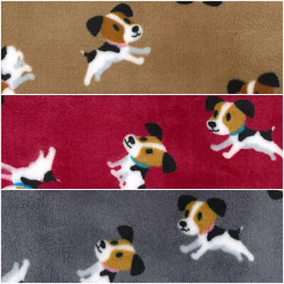 Supersoft Single Sided Printed Fleece Fabric Dogs Puppy Puppies Jack Russell • £7.90