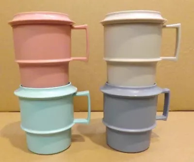 Tupperware Coffee Cups With Coasters - Set Of 4 • $38.50