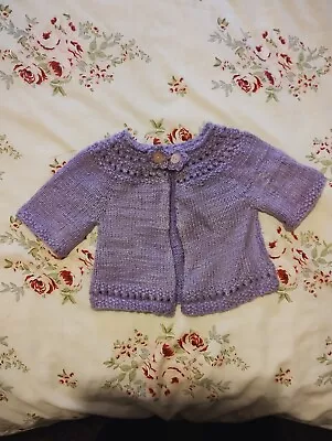 Hand Knit Baby Girl Purple Dress Coat Clothes3-6 Months New  • £5.95