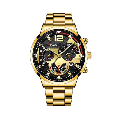 Men Luxury Stainless Steel Watch Casual Quartz Analog Bracelet Wrist Watches NEW • £4.88