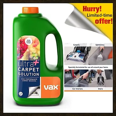 Carpet Cleaner Vax Ultra Plus Solution Shampoo Fluid Remove Stains Rose 1.5 L UK • £15.85