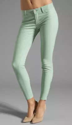 J Brand NEW Lamb Leather Stretch Super Skinny Legging Pants 27 $1099 Menthol NWT • $199.99