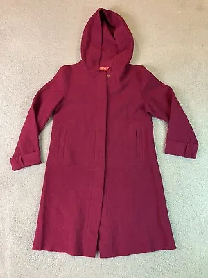 Esprit Coat Womens Small Fuschia Pink Boiled Wool Hood Snap Closure Boho • $44.95