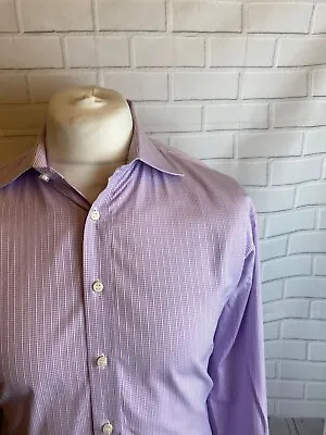 £14.99 • Buy Thomas Pink Shirt 16.5  Purple Check 16.5  Slim Fit Double Cuff