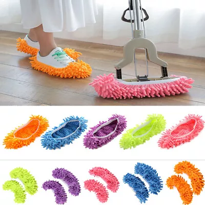£4.99 • Buy 5 Pairs Creative Floor Shoes Mop Slippers Lazy Quick Polishing Cleaning Dust UK