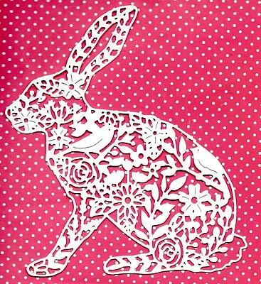 6  Sizzix Large Floral Bunny/ Hare Die Cuts - White Topper- Easter Egg Animal • £1.75