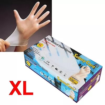 100Pcs SunnyCare Vinyl Exam Gloves Powder Free (Latex Nitrile Free) 🔥🔥🔥🔥 XL • $8.89