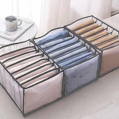 3 Pack Foldable Wardrobe Storage Organisers 7 Grids • £8.99