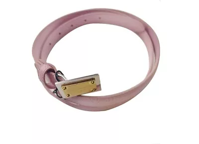 DOLCE & GABBANA Light Pink Leather Belt Accessory With Golden DG Logo Size 85cm • £161.25