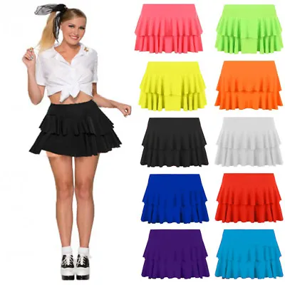 £5.49 • Buy Ladies Girls Neon RARA Mini Skirt 80s Dance Club Fancy Women Frill Short S - XL