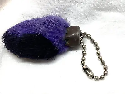 Vintage Lucky Rabbit’s Foot Keychain Two Tone Purple & Black 2.5  • $11.95