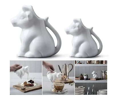 Porcelain White Milk Cream Sauce Jug Cream Gravy Custard Serving Cow • £6.99