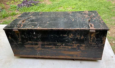 Us Military Chest Box Trunk Vintage Equipment Storage All Steel Heavy Duty Large • $135