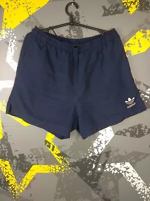 Adidas Vintage Football Shorts With Pockets Blue Nylon Mens Size M Ig93 • $17.31