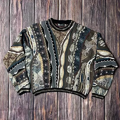 VTG TUNDRA Sweater Mens Large Hip Hop 3D Coogi Textured Canada Mercerized Biggie • $99.99
