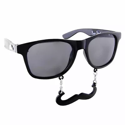 Black Handlebar Sunstache Moustache Sunglasses Shades Costume Accessory • $15.90