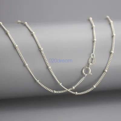 Real Solid 925 Sterling Silver CURB Chain Necklace 14-28  Inches W/ Bead Italy • $9.49