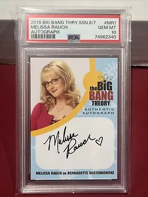 Melissa Rauch Cryptozoic The Big Bang Theory Auto Bernadette Psa 10 Pop 1 🔥 • $899.99