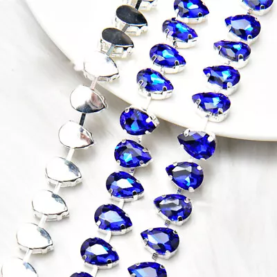 DIY Diamante Chain Crystal Rhinestone Beaded Trim Sewing Craft By Meter 10X14mm  • $17.39