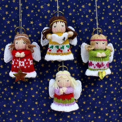 LITTLE ANGELS - 4  Christmas Decorations - Dollytime DK Knitting Pattern • £3.99