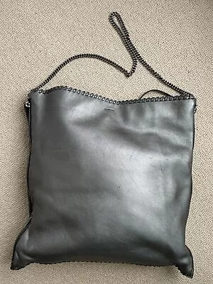 ALL SAINTS Stunning Gun Metal Side Zip / Tassle Leather Chain Handle Tote Bag • £45