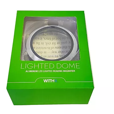 With It Lighted Dome Reading Magnifier Aluminum 3 Bright LEDs 5x Magnification • $20