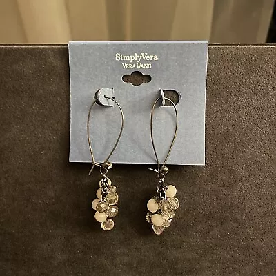 Earrings Simply Vera Wang NWT Long Clear And White Beads • $4.87