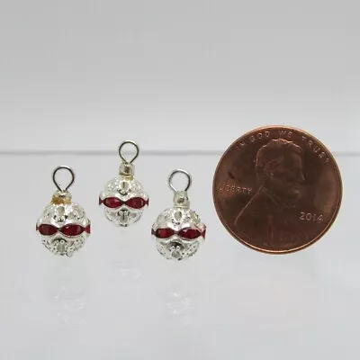 Dollhouse Miniature Christmas Tree Ornament Ruby Crystal 3 Pcs CLD2134 • $3.59