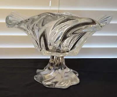 Mikasa Belle Epoque Spiral Swirl Crystal Footed Center Piece Serving Bowl • $19.49