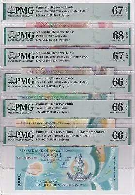 Vanuatu Set 6; 200 500-10k V. 2010-20 P 12- 16 18 19 Superb UNC PMG 66 67 68 EPQ • $399.99