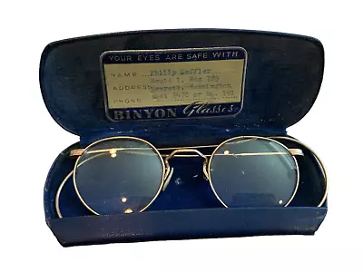 Vintage Binyon Glasses Gold Frame With Case • $14.99